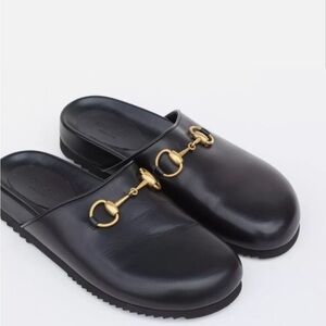 Gucci Sol Leather Horsebit Mules Slides